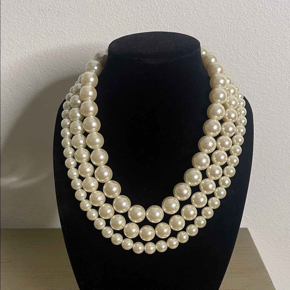 Zara Cream Multi-Strand Faux Pearl Necklace